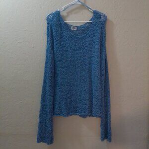 MTWTFSS Weekday Blue Open Knit Long Sleeve Sweater Size Medium